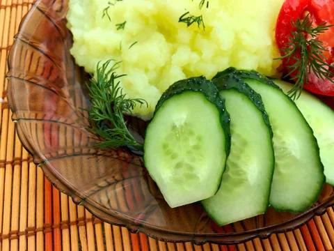 Mashed potatoes on a plate. Stock Photos