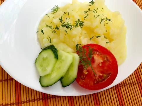 Mashed potatoes on a plate. Stock Photos