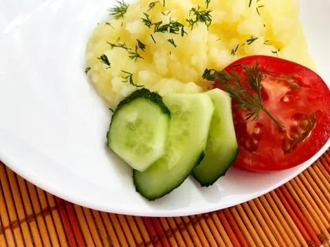 Mashed potatoes on a plate. Stock Photos