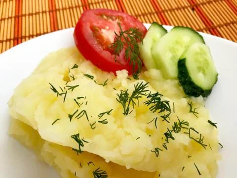 Mashed potatoes on a plate. Stock Photos