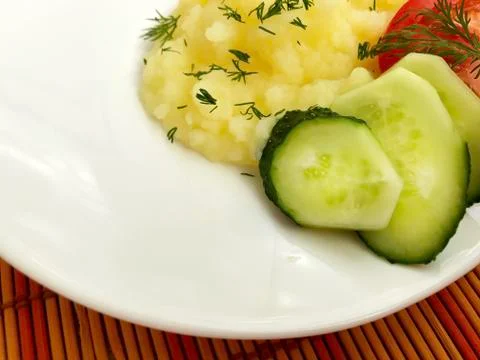 Mashed potatoes on a plate. Stock Photos
