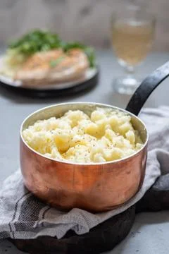 Mashed potatoes in a pot Stock Photos