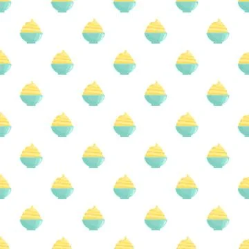 Mashed potatoes recipe seamless pattern yellow food Stock Illustration