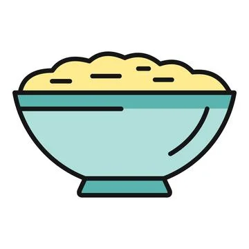 Mashed potatoes serving in blue bowl icon 库存插图