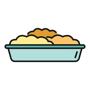 Mashed potatoes serving in rectangular bowl icon filling with food 库存插图