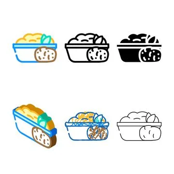 Mashed potatoes styles color icon vector Stock Illustration