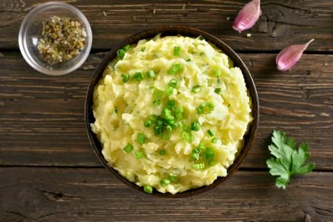 Mashed potatoes, top view Stock Photos