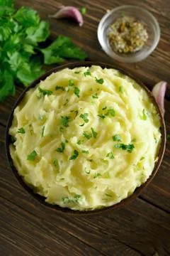 Mashed potatoes, top view 스톡 사진