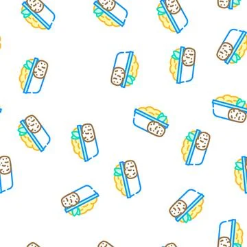 Mashed potatoes vector seamless pattern Stock Illustration