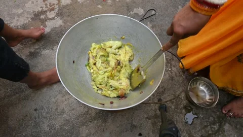 Mashed roasted eggplant or Brinjal. Stock Footage 302889062