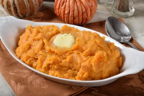 Mashed sweet potatoes Stock Photos