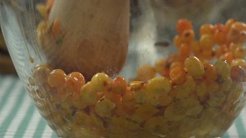 Mashing Berries Stock Footage 98243278