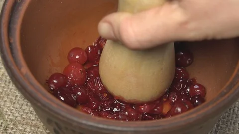 Mashing Cranberries Stock Footage 97647205