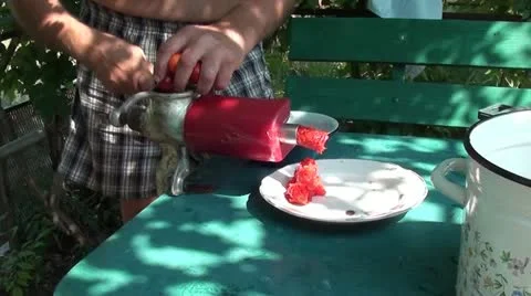 Mashing of tomatos Stock Footage 17725674