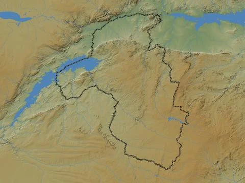 Mashonaland West, Zimbabwe. Colored elevation map with lakes and rivers 스톡 일러스트