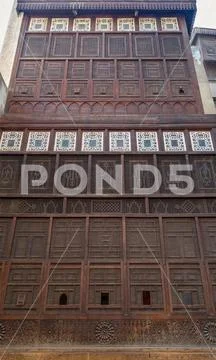 Mashrabiya facade at El Sehemy house, an old Ottoman era house Stock Photos