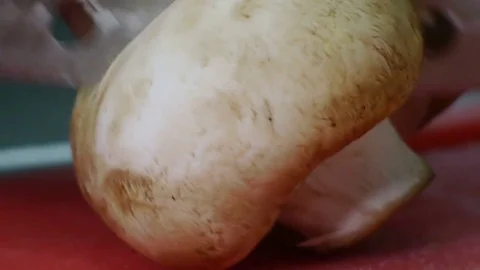 Mashroom Cutting Large Knife Stock Footage 78762478