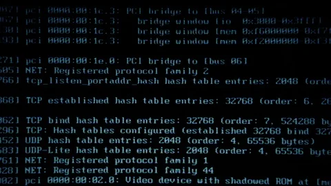 Mashup sequence of a computer screen while booting an open source Video stock 106062416