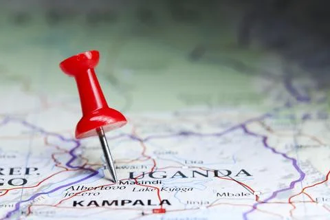 Masindi, Uganda pin on map Stock Photos