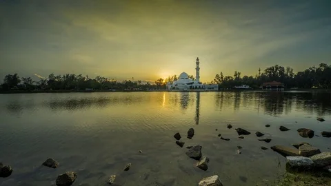 MASJID KUALA IBAI PAN LEFT SUNSET Stock Footage 79410247