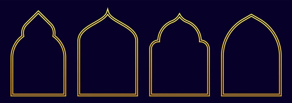 Masjid Mosque vector Frame for Eid and Ramadan Greetings Stock Illustration