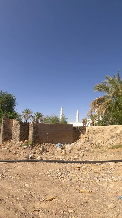 Masjid Quba Minarets Behind Stone Ruins Stock Footage 344071168