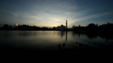 Masjid Terapung Sunset Time Lapse  Stock Footage 145403054