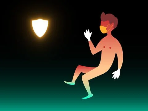 Mask and gloves. Vector composition in gradient style Stock Illustration