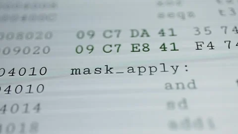 Mask apply label separates address and hexadecimal columns Stock Footage 347579115
