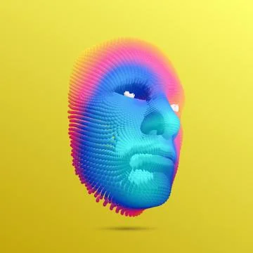 The mask. Artificial intelligence. Anonymous social masking. Face scanning. C 스톡 일러스트