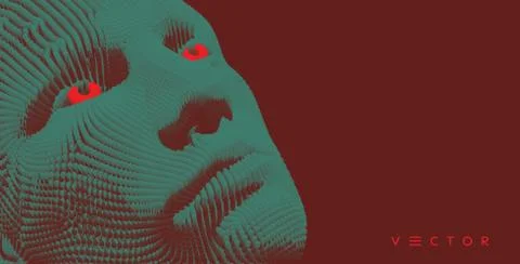 The mask. Artificial intelligence. Anonymous social masking. Face scanning. C Stock Illustration