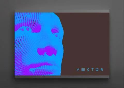 The mask. Artificial intelligence. Anonymous social masking. Face scanning. C Stock Illustration