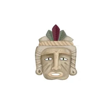 The Mask of Aztec Stock Illustration