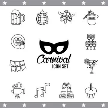 Mask with bundle of twelve party set icons イラスト素材