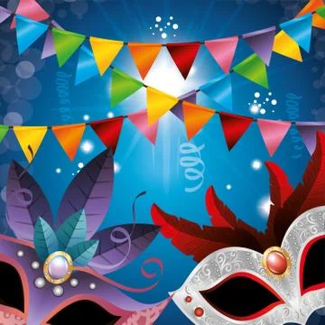 Mask carnival party icon Stock Illustration