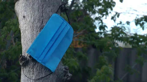 Mask from coronavirus on a tree Vídeo Stock 129054451