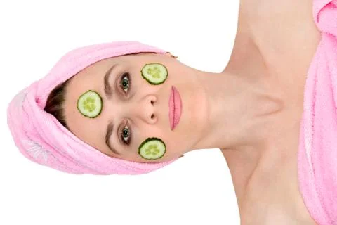 Mask from cucumbers Stock Photos