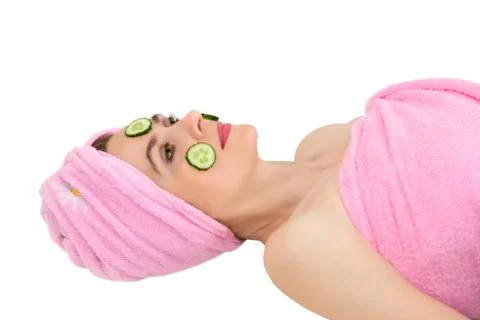 Mask from cucumbers Stock Photos