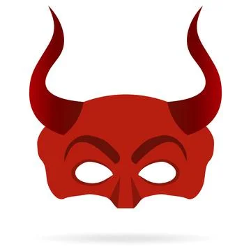 Mask of the devil with horns, red mask of the devil. Stock Illustration