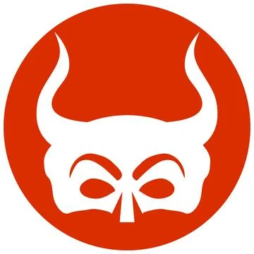 Mask of the devil. White devil mask isolated on red background. Vector Stock Illustration