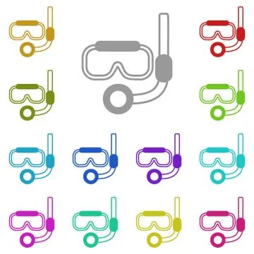 Mask for diving icon in multi color. Simple glyph vector of summer set for UI Stock Illustration