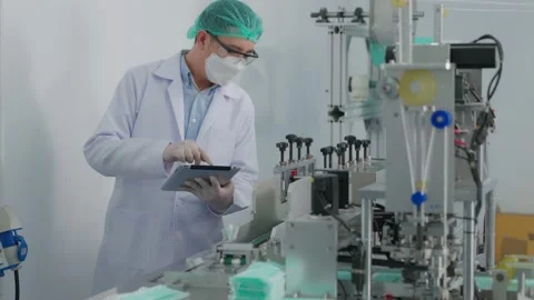 Mask factory a small business Sewing machines are make masks for  general peo 스톡 동영상 159788341