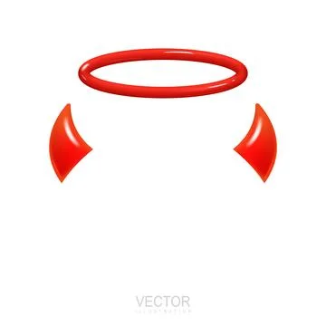 A mask of festive red devil horns with a red halo on top. Vector Stock Illustration