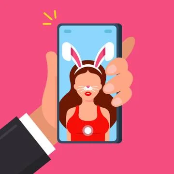 Mask of a hare who has changed appearance in social networks. Stock Illustration