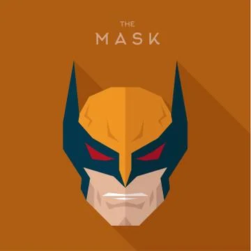 Mask hero into flat style vector graphics art Stock Illustration