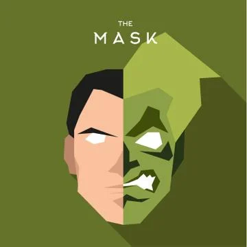 Mask hero into flat style vector graphics art Stock Illustration