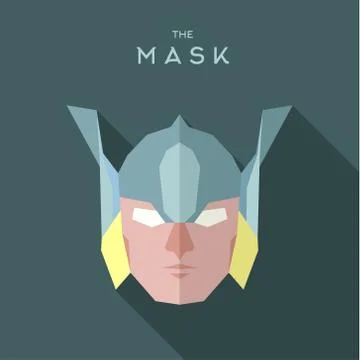 Mask hero into flat style vector graphics art Stock Illustration
