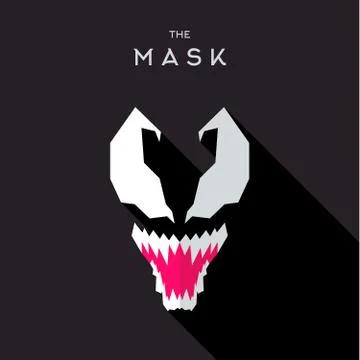Mask Hero superhero flat style icon vector logo, illustration, villain Stock Illustration