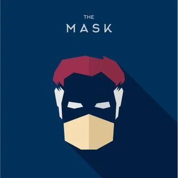 Mask Hero superhero flat style icon vector logo, illustration, villain Stock Illustration