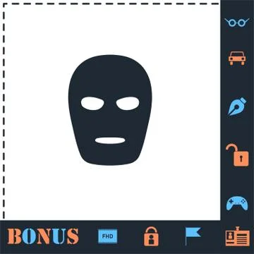 Mask icon flat Stock Illustration